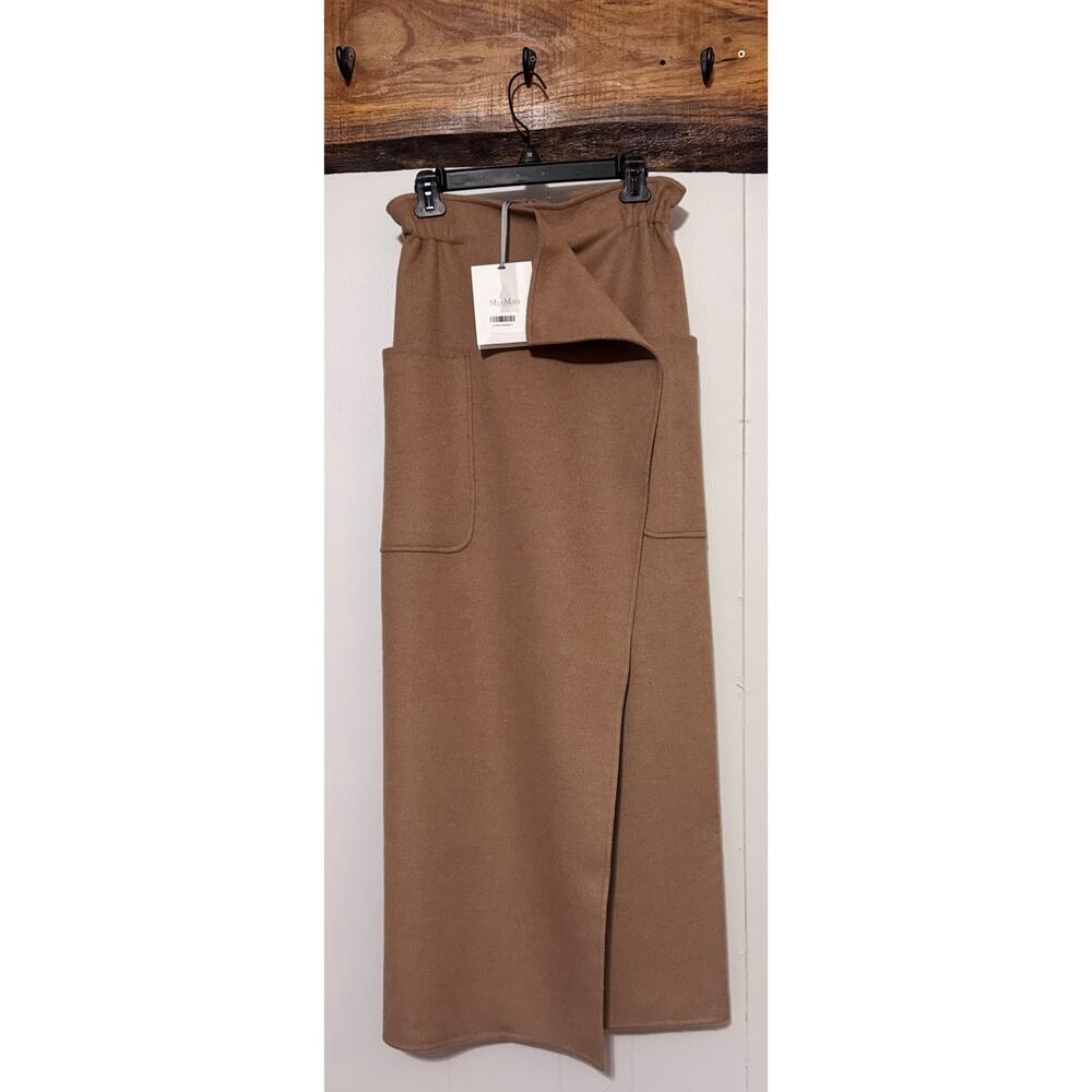 NWT Auth. Max Mara Tan Carbone Camel Wool Maxi Skirt Size 38/US 4